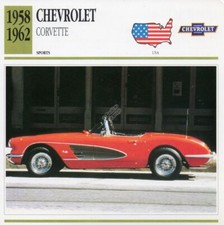 1958-1962 CHEVROLET CORVETTE Sports Classic Car Photo/Info Maxi Card