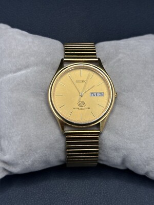 Vintage Seiko Gold Round Date/Day Quartz Watch 7N43-8A99 - Special