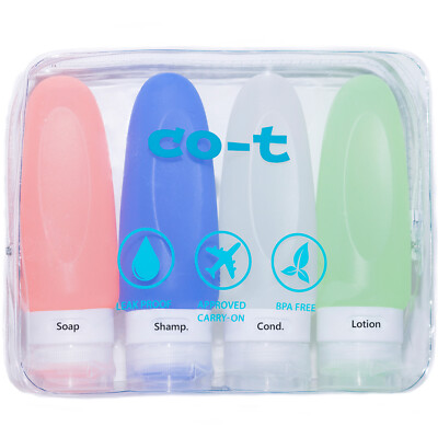 TSA Approved Leak Proof Silicone Travel Bottles with Pre-printed ID Labels