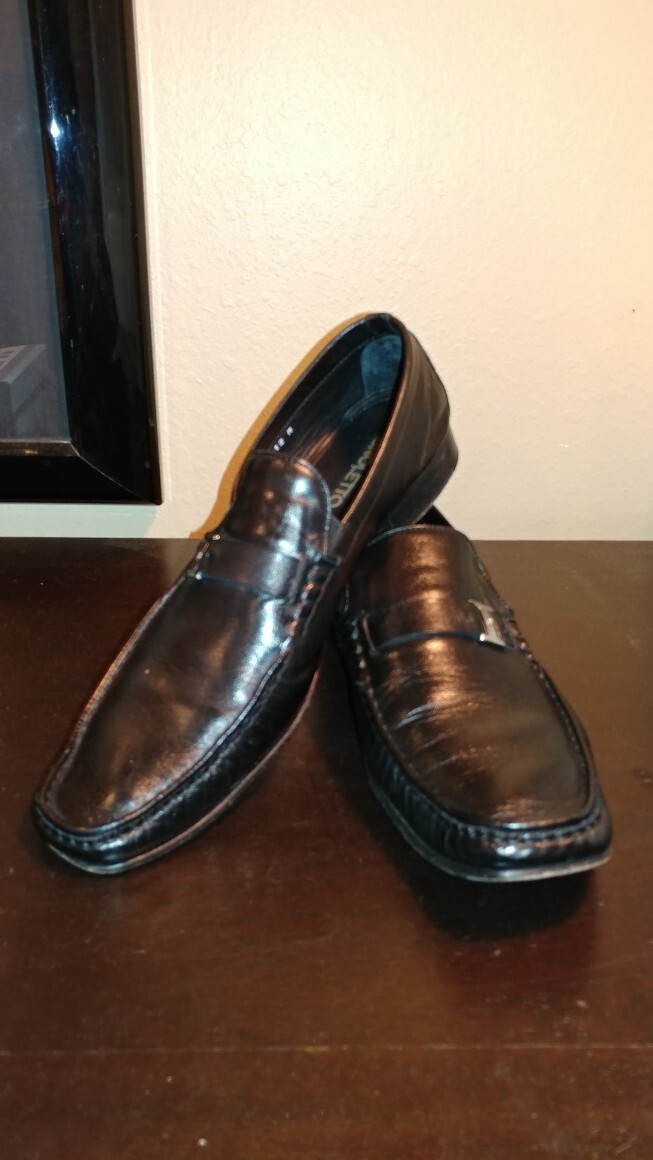 Broletto Italy Men Leather Black strap slip on loafer 12M | eBay