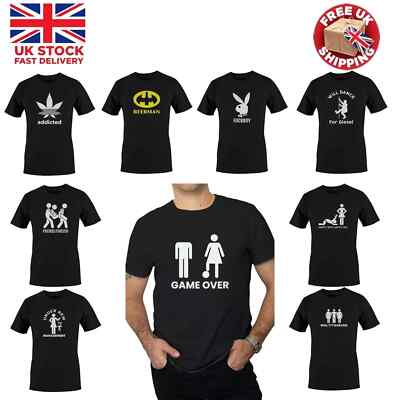 Mens Black Funny T-Shirts Sarcastic Novelty Joke T-Shirt Black Tee Shirt Top 3