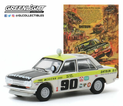 Diecast GREENLIGHT 1969 BRE Datsun 510 #90 Vintage Ad Car Baja 1:64