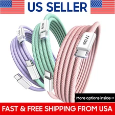 Lot 60W USB-C to USB-C Type-C Cable Fast Charger Charging Data Sync Cord 6ft
