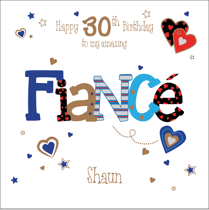 Personalised 30th birthday card fiancé husband boyfriend Any Age