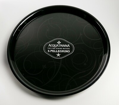 Aqua Panna San Pellegrino Serving Tray Rubberized Waiter Tray Black 8507
