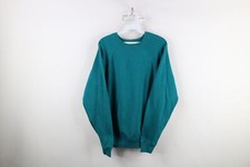 Vintage 80s 90s Streetwear Mens Medium Faded Blank Crewneck Sweatshirt Teal USA