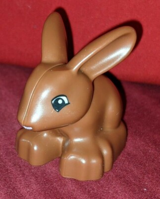 Lego DUPLO Bunny Rabbit REDDISH BROWN Light Pink Nose Black Eyes MINIFIGURE FIG