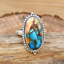 Oyster Turquoise Ring 925 Sterling Silver Statement Ring Handmade Ring Boho Ring