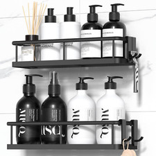 Shower Caddy Adhesive, No Drill Bathroom Shower Organizers, with Removable Hooks