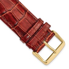 DeBeer 20mm Long Havana Brown Crocodile-Style Chrono Gold-tone Buckle Watch Band