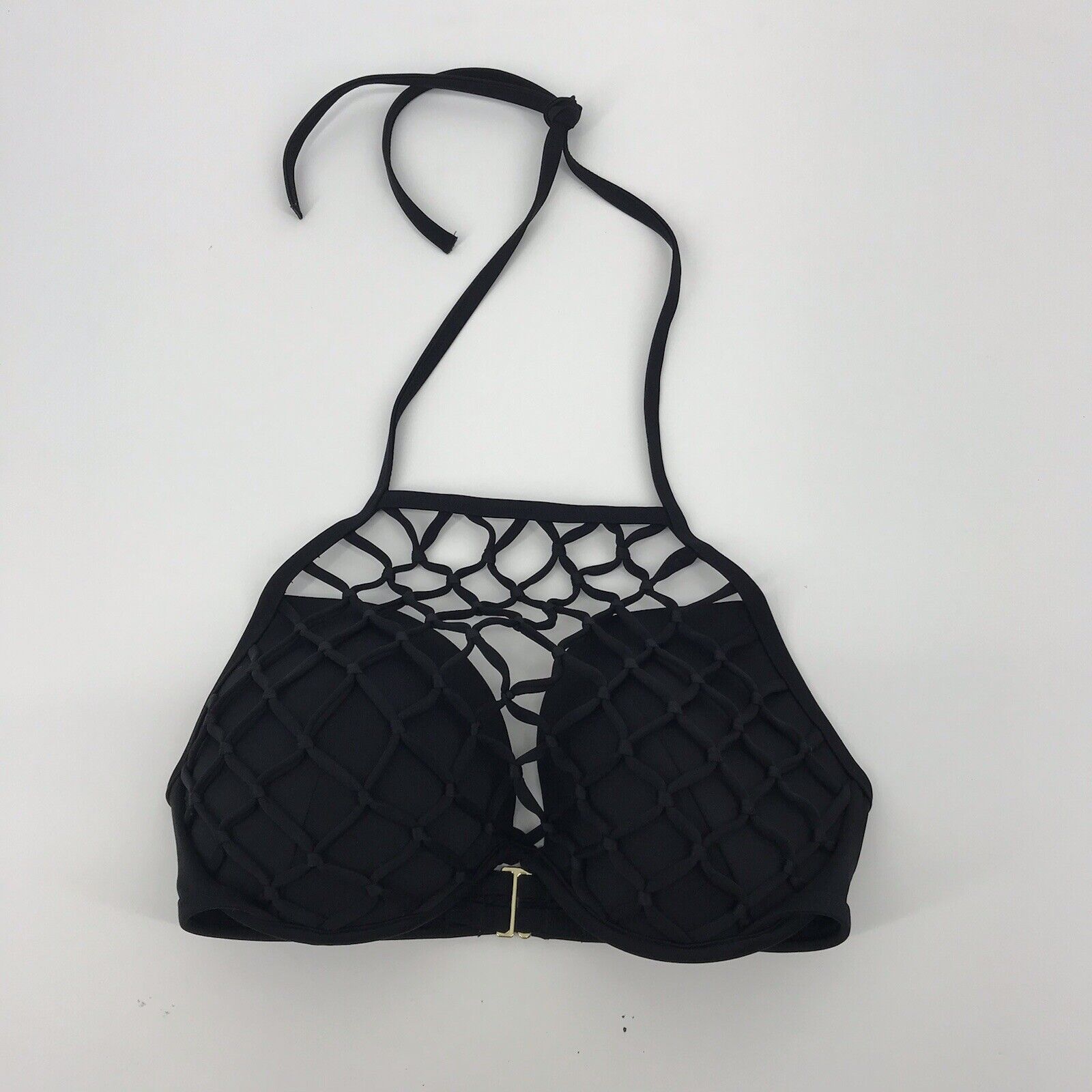 Shade & Shore Black Halter Underwire Lined Swim Top Bikini Size