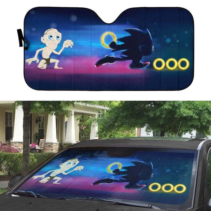 Custom Car Auto Sunshade Sonic And LOTR My Precious