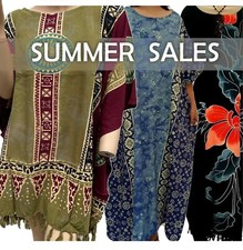 DUO Summer Sales Long Kaftan Plus Size Beach Batik Buttersoft Cotton Woman Dress