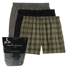 Banana Republic Boxers 3 Pair Men's LARGE Olive Boxer Shorts