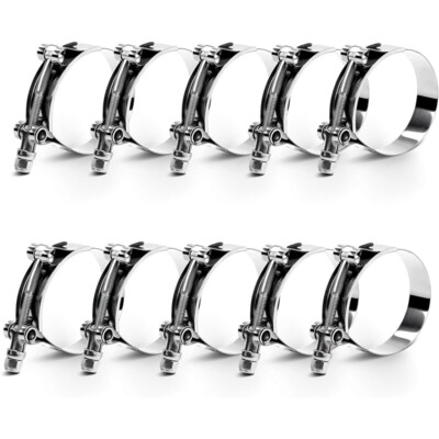 10pcs 2.5'' T-Bolt Clamp Silicone Stainless Steel Hose Turbo Intake Intercooler