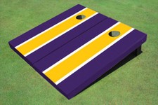 Purple And Yellow Matching Long Stripe Custom Cornhole Board - Aat-2182