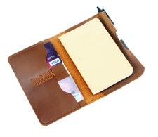 for A6 notes book passport jacket cover case pen holder bag leather brown X202