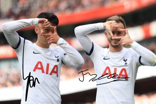 SON & MADDISON Signed Autograph 12X8 PHOTO Gift Pre-Print TOTTENHAM HOTSPUR - Picture 1 of 2
