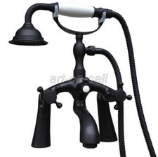 Black Oil Rubbed Bronze Deck Mount Bathtub Clawfoot Faucet w/ Hand Shower atf508