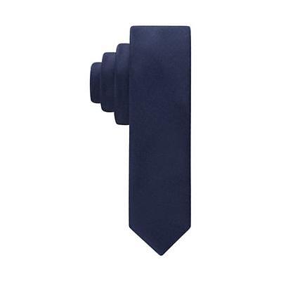 Calvin Klein Mens Necktie Liquid Luxe Solid Navy Blue Tie