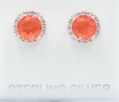 ECHT 3,70 kt PADPARADSCHA & WEISSE SAPHIRE OHRSTECKER 925 SILBER - NEU MIT ETIKETT
