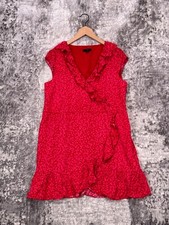 J Crew Dress 10 Womens V Neck Ruffle Bouquet Floral Red & Pink