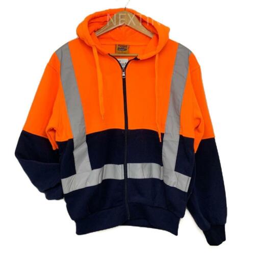 Hi Vis Safety Workwear Jacket Winter Work Hoodie Jumper Fleece Yellow Orange - Picture 15 of 18