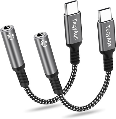 USB Type C to 3.5Mm Female Headphone Jack Adapter, (2-Pack) USB C to Aux Audio D