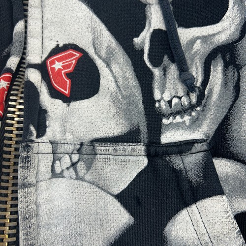 VINTAGE Famous Stars Straps Hoodie Herren Small Skull AOP Full Zip Travis Barker - Bild 12 von 21