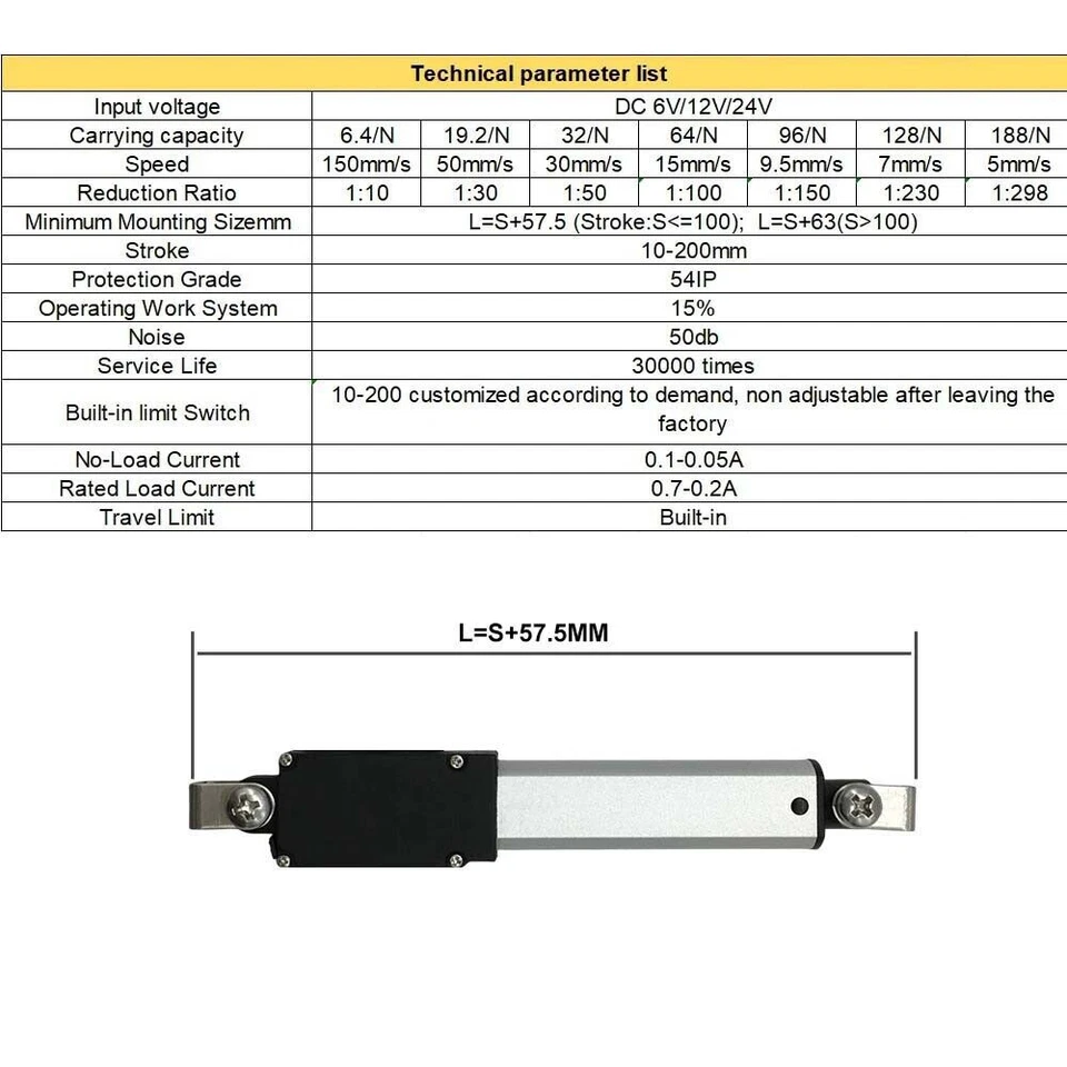 12V Electric Micro Linear Actuator 1.2" 2" 3" 4" Stroke Fast Speed Up To 6inch/s - Image 2 of 4