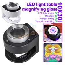 6LED 30X Magnifying Glass Lens Loupe Magnifier Handheld Coin Stamps  Magnifier