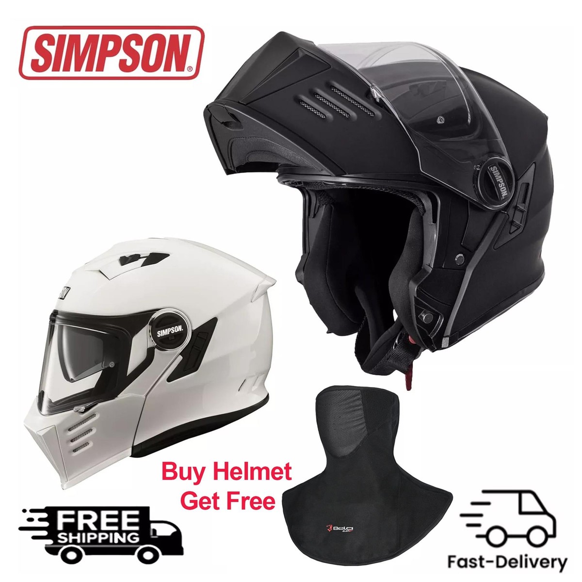 Simpson Darksome Solid Flip Front Modular Motorcycle Motorbike Helmet ECE 