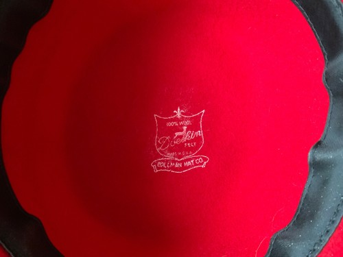 Vintage The Icing Ladies fashion Sunday Church Derby wool felt red Hat 22" M - Picture 7 of 9