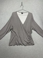 Talbots Faux Wrap Blouse Womens Petite Plus 3XP Geometric 3/4 Sleeve Modern 