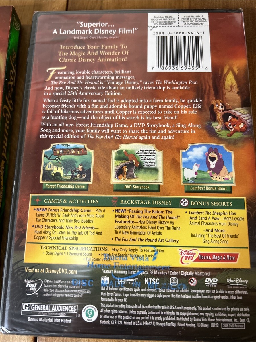 The Fox and the Hound (DVD, 2006, 25th Anniversary Edition) for