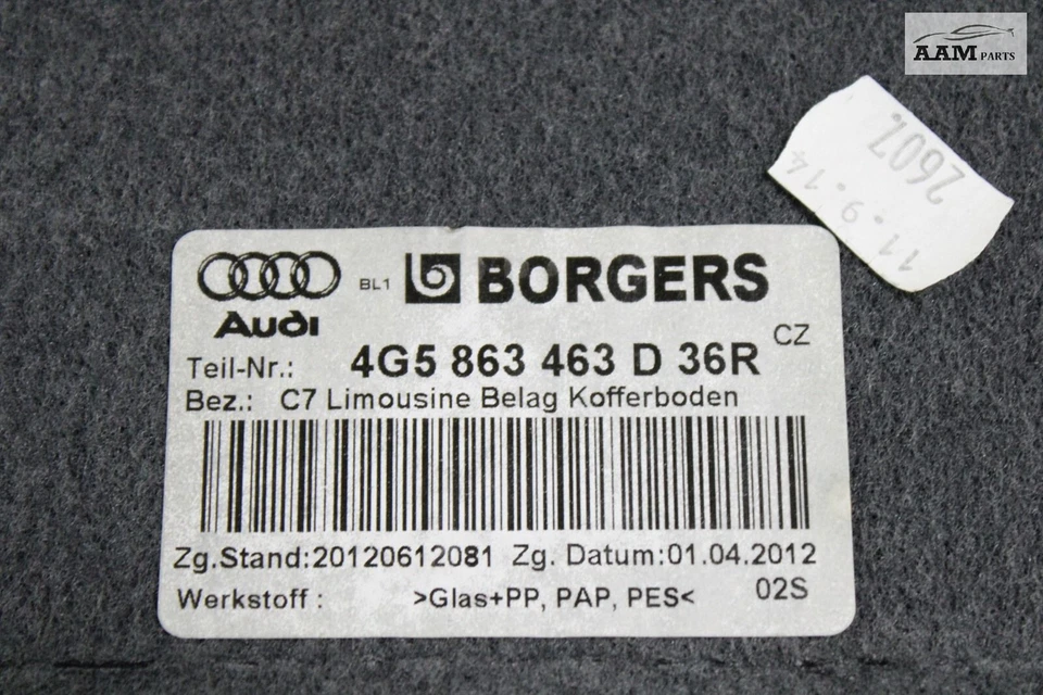 AUDI A6 QUATTRO C7 2012-2015 MALETERO CARGA NEUMÁTICO DE REPUESTO ALFOMBRILLA ALFOMBRA OEM Foto 3 de 4