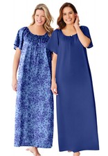 Only Necessities Plus Size 2-Pack Long Silky Gown