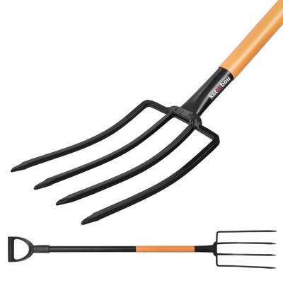 KOTARBAU  Spatengabel 4 Zinken Forke Stahlstiel 130cm Heugabel D-Griff Mistforke