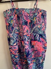 NWT Lilly Pulitzer Girls Jemma Smocked Jumpsuit Size XL 12/14