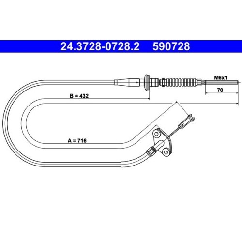 1X Seilzug, KupplungsbetäTigung ATE 24.3728-0728.2 Passend FüR Opel Vauxhall-image