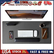 Leather Desk Pad Protector Mouse Office Mat Non-Slip PU Leather Gray 23.6"x13.7