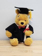 VINTAGE Disney Store Exclusive Winnie the Pooh Graduation Plush 13" Black Cap