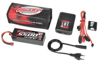 Team Corally Energy Pack Lipo 60C 5500Mah 3S T-PLUG Hard Case + Racer 50 2-4S AC