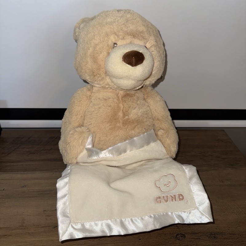 GUND Peek-A-Boo Teddy Bear Animated 11.5" Batteries Included NWT Baby Works!