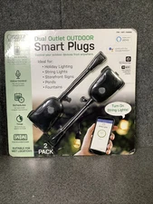 Feit Electric Outdoor Smart Wi-Fi Dual Outlet Wall Plug - Black, 2-Pack M49D