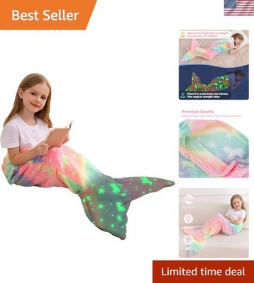 Kids Mermaid Tail Blanket - Mermaid Tail Blankets Glow in The Dark - Flannel ...