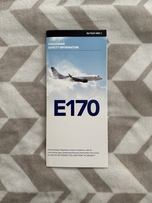 *Rare* Private/Charter Embraer E170 Safety Card