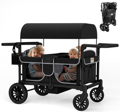 #ad Folding Baby Stroller Wagon Cart For 4 Kids Face To Face High Seat With Canopy $150.00