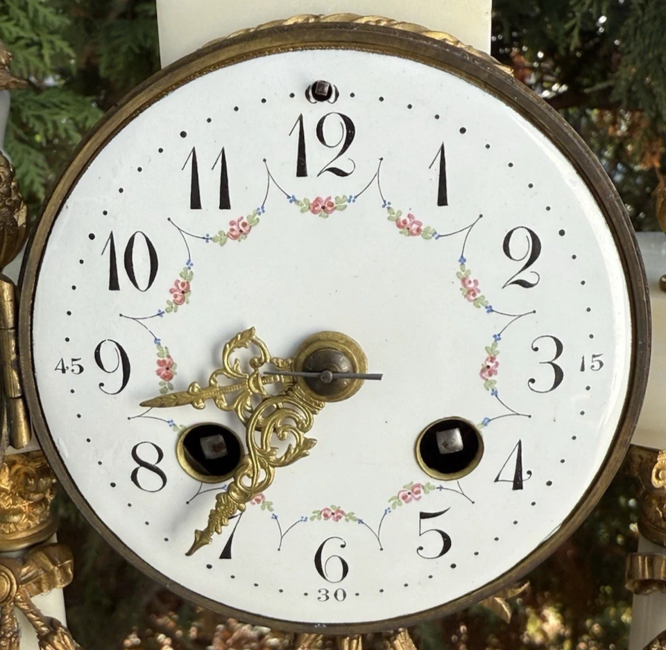 Antiguo reloj de manto francés rococó mármol y bronce dorado Mougin C 1880 dC VIDEO Foto 3 de 4