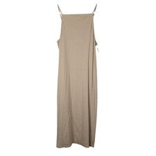 Old Navy Slip Dress Womens XL Beige Knit Maxi Square High Neck Summer Casual NEW